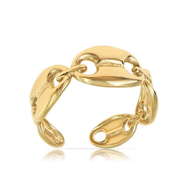 Made by Nami Fingerring Edelstahl Ring Gold mit mehreren verbundenen Gliedern, Damen Schmuck Größenverstellbar & Wasserfest