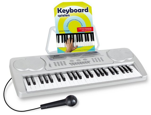 McGrey Home Keyboard BK-4910 Kinder Einsteigerkeyboard mit 49 Tasten, (Schule-Set, 2 tlg., inkl. Mikrofon, Notenständer & Schule), mit 16 Sounds, 10 Rhythmen und Lernfunktion