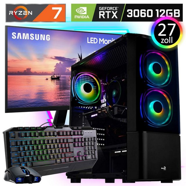 Meinpc Recon Set 5700X RTX Gaming-PC-Komplettsystem (27,00", AMD Ryzen 7 5700X, Nvidia GeForce RTX 3060 12GB, 32 GB RAM, 2000 GB HDD, 500 GB SSD, Windows 11 Pro)