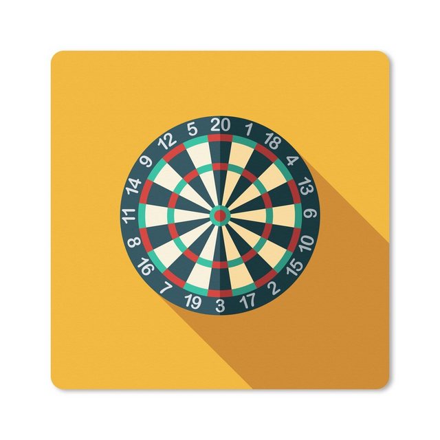 MuchoWow Gaming Mauspad Eine Illustration einer Dartscheibe an einer gelben Wand (1-St), Mousepad mit Rutschfester Unterseite, Gaming, 40x40 cm, XXL, Großes