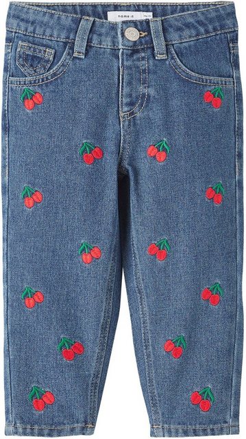 Name It Mom-Jeans NMFBELLA MOM JEANS 1250-TE NOOS mit Motiv Stickerei