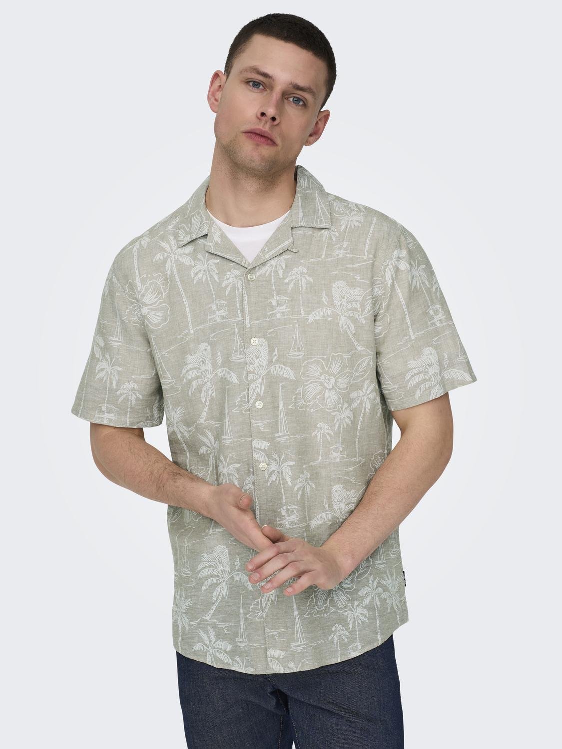 ONLY & SONS Hawaiihemd "ONSCAIDEN SS RESORT AOP LINEN SHIRT NOOS"