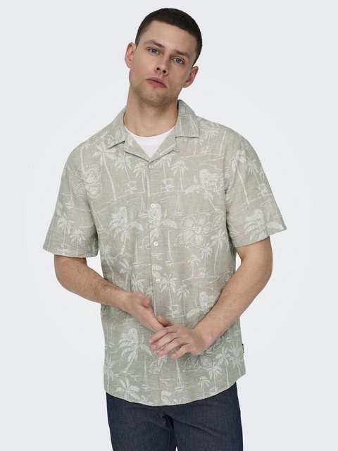 ONLY & SONS Hawaiihemd ONSCAIDEN SS RESORT AOP LINEN SHIRT NOOS