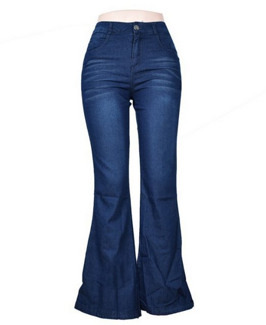 Opspring Bootcut-Jeans Schlaghose Damen Jeans Wide Leg Baggy Jeans High Waist Stretch Hosen