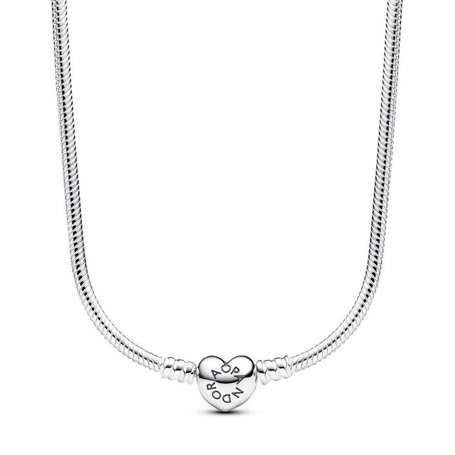 Pandora Kette ohne Anhänger 393091C00 Gliederhalskette Damen Herzverschluss Moments Silber 45 cm