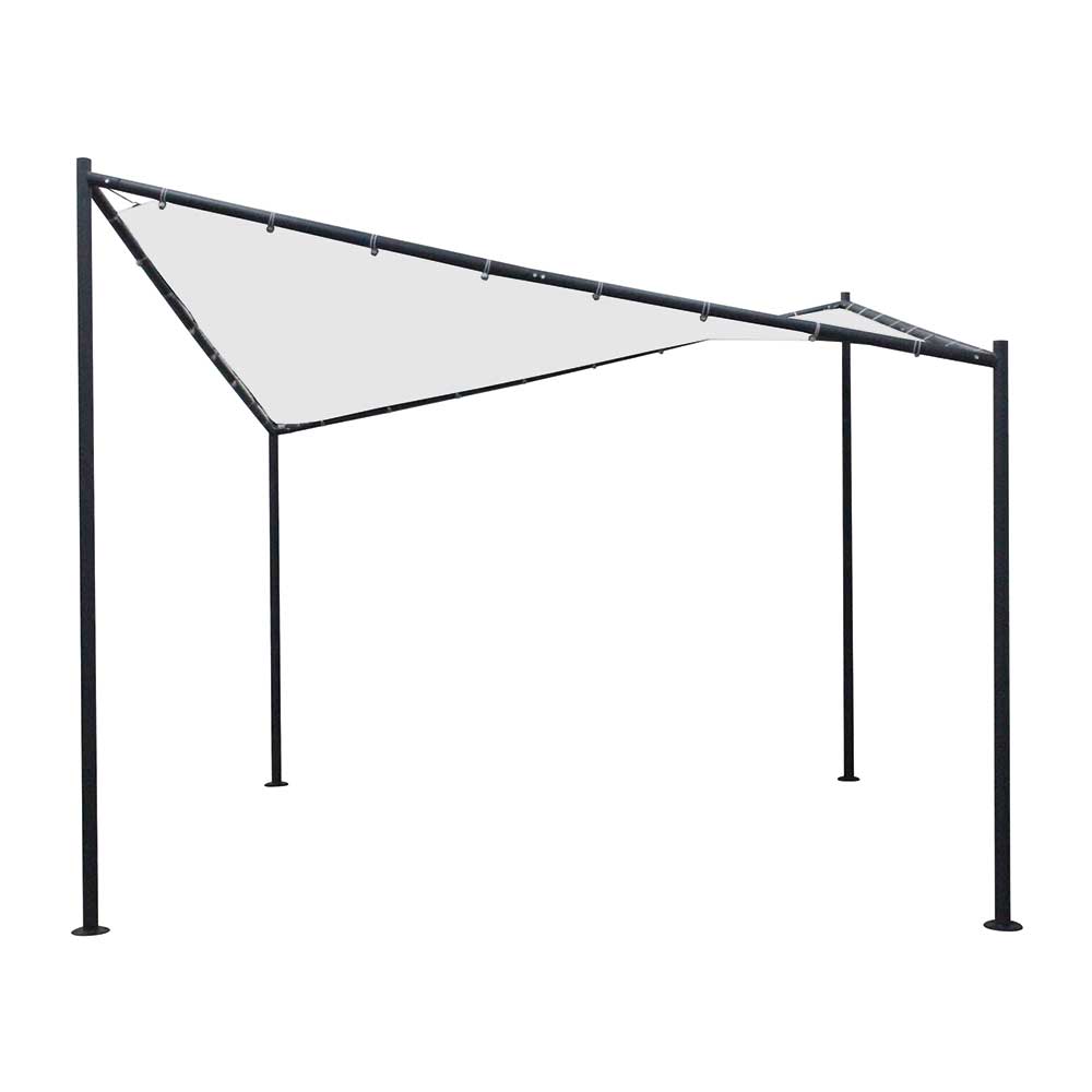 Pavillon 350 cm breit Weiß und Schwarz