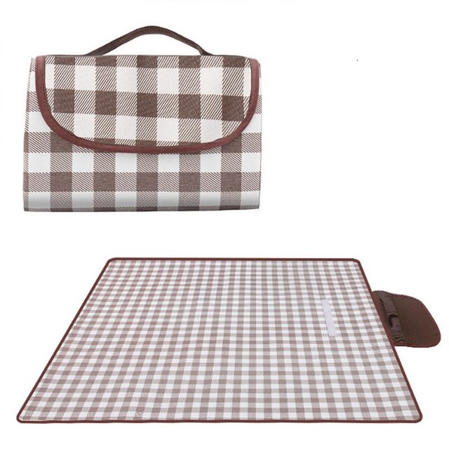 Picknickdecke 200 x 200 cm,Picknickdecke Wasserdicht,Faltbare Picnic Blanket, CoolBlauza, Picknick Decke mit Tragegriff,Für Camping,Picknick,Reise (Braun)