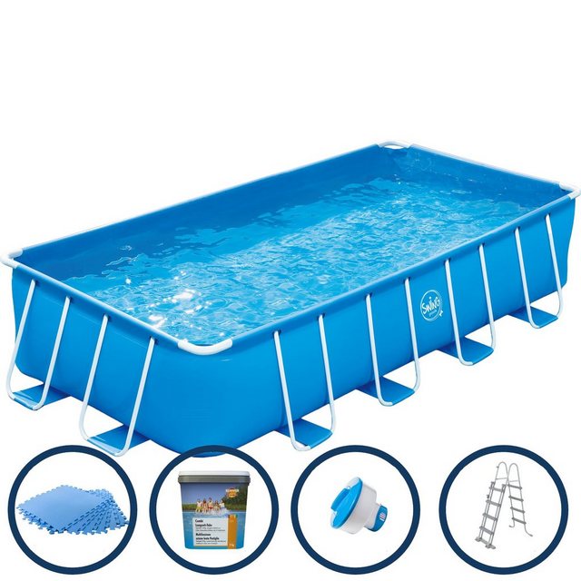 Planet Pool Framepool Polygroup Summer Waves Frame Pool Set - Blauer rec (Komplett-Set), Sicherheitsleiter