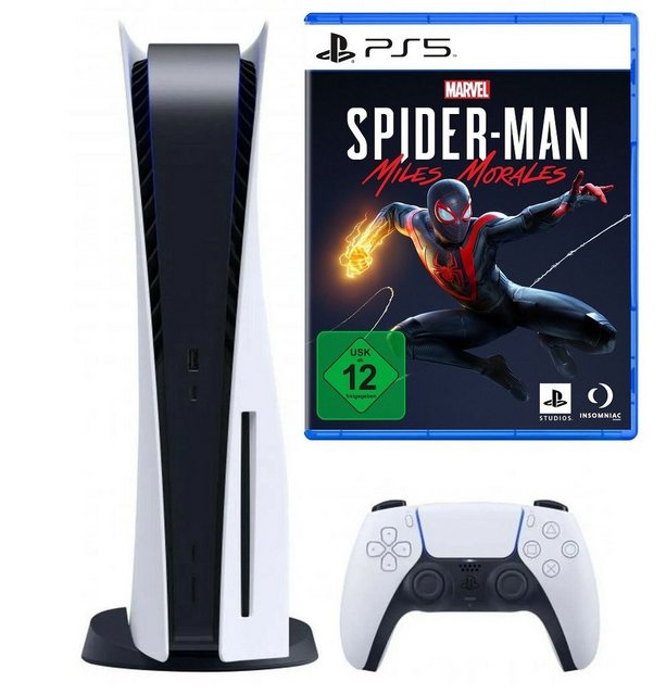 Playstation Playstation Sony PS5 Konsole Disk Laufwerk + Spider-Man: Miles Morales, Blu-ray Disc Version - Playstation Bundle Set