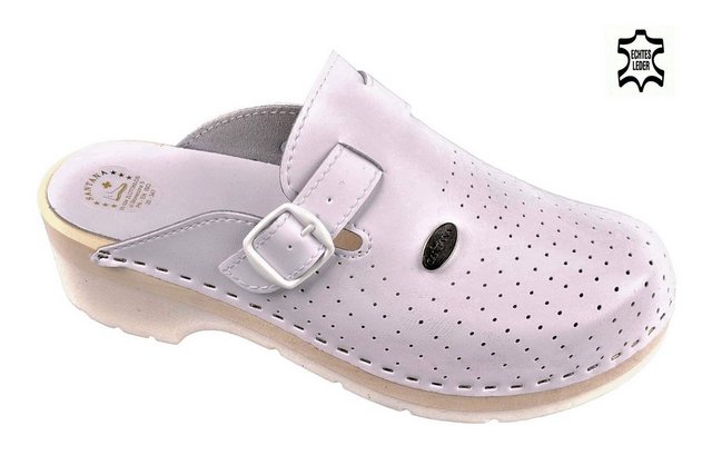 SANTANA Holzclog Clog Leder Praxis- Schuhe Gesundheitsschuhe Arzt Krankenhaus Clog Gesundheitsschuhe, Praxis-Schuhe, Arzt-Schuhe, Krankenhaus-Schuhe, Präventivschuhe, Damen Leder Hausschuhe, Berufsclogs, Berufsschuh, Rutschfest