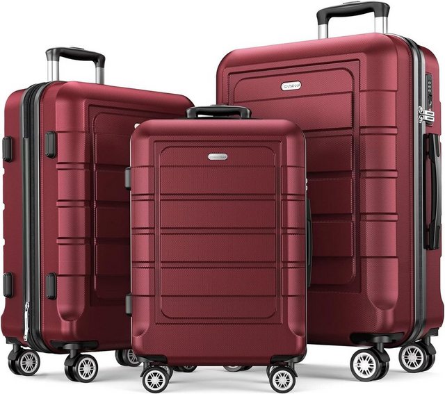 SHOWKOO Kofferset ABS+PC Hartschalenkoffer Set, 4 Rollen, Erweiterbar Reisekoffer Haltbar Trolley Handgepäck Sets mit TSA