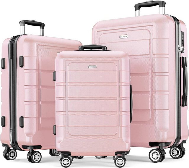 SHOWKOO Kofferset ABS+PC Hartschalenkoffer Set, Erweiterbar Reisekoffer Haltbar Trolley Handgepäck Sets mit TSA