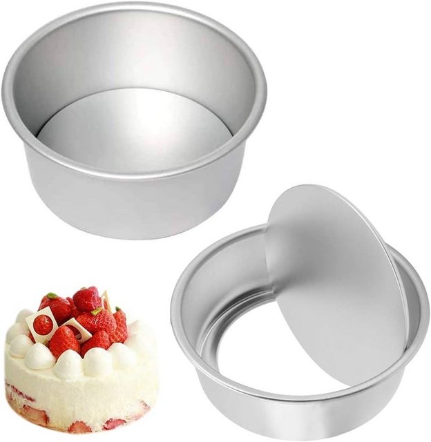 SOTOR Obstkuchenform Runde Kuchenform aus Aluminium, 2 Pack Runde Backformen Set, (Antihaft Runde Kuchenform, Abnehmbare Bottom Round Cake Moulds Antihaft-Backformen Pfanne Cake Tin Tortenbodenform)