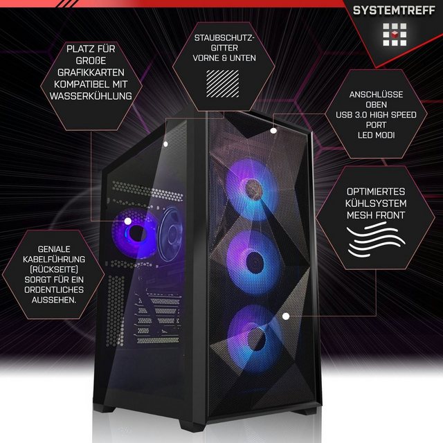 SYSTEMTREFF Gaming-PC (AMD Ryzen 7 5800X, GeForce RTX 3080, 32 GB RAM, 2000 GB HDD, 1000 GB SSD, Luftkühlung, Windows 11, WLAN)