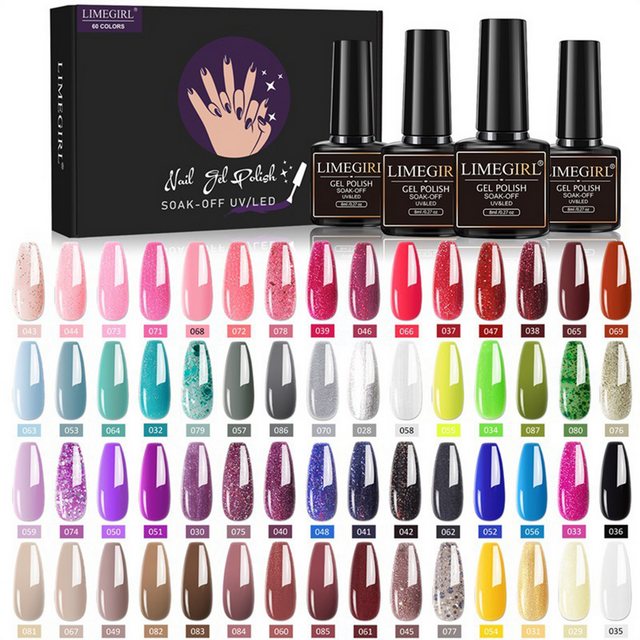 Scheiffy Nagellack-Set Nagellack-Set,60 Farben Nagellack,Nagellackgrundierung versiegelung, Geeignet für Anfänger DIY Nail Art, Nagelstudio