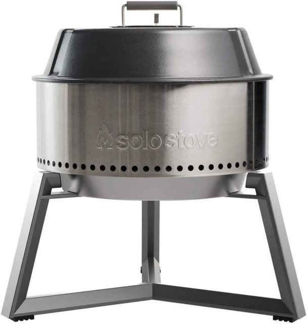 Solo Stove Holzkohlegrill tragbarer Holzkohlegrill Inkl Standfuß Grillhaube Grillzange Hülle, Ø 56cm, mobiler Kugelgrill, 6 Personen, 48x63x66cm, Holzkohlegriller, grillen, mit Deckel XXL, Edelstahl, rund, mobil tragbar Stand Grill Camping, mobiler Kohlegrill, BBQ Grill Holzkohle, Outdoor Tragbar Groß, Garten