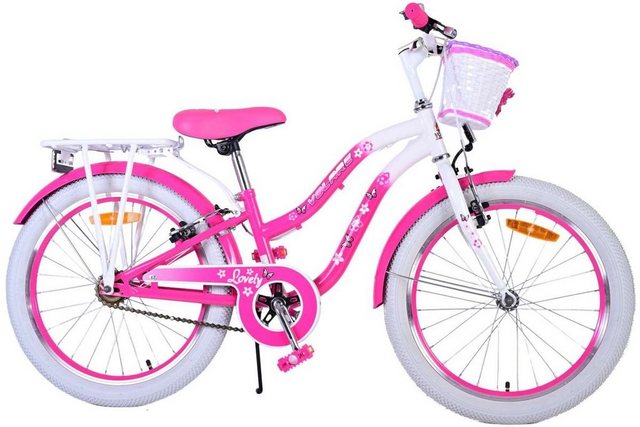 Volare Kinderfahrrad 20 ZOLL Kinder Mädchen Fahrrad Kinderfahrrad Rad LOVELY Rosa 22120, 1 Gang, Rücktrittbremse, Korb, Seitenständer, Gepäckträger, Schutzbleche