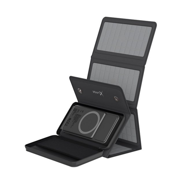 XLAYER Powerbank Solar 15W 10.000 mAh Wireless Solarpanel externes Ladegerät Powerbank