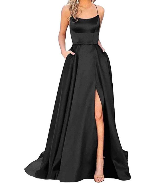 ZWY Abendkleid Damen Elegant Lange Ballkleider A-Linie Backless Hochzeitskleid (1-tlg., Lang Prinzessin Brautjungfer Kleid, Cocktailkleid, Sommerkleid) Abendkleider Sexy Neckholder Spaghetti Brautkleid Kleider