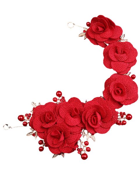 ZWY Diadem Blumen-Haarschmuck, Rosen-Haarschmuck, Girlanden-Kopfschmuck (1-tlg., Haarschmuck rot, eleganter Haarschmuck passend für Damen), Haarschmuck rot, eleganter Haarschmuck passend für Damen