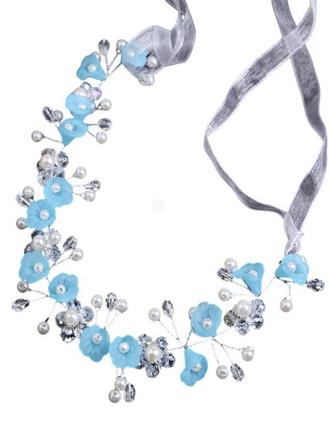 ZWY Diadem Blumen-Haarschmuck, blaues Stirnband, Braut-Haarschmuck (1-tlg., Haarschmuck blau, eleganter Haarschmuck für Damen), Brauthaarschmuck, Blumenhaarnadeln, Hochzeitskopfschmuck