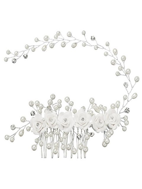 ZWY Diadem Blumenhaarschmuck, Perlenstirnbänder, weißer Haarschmuck (1-tlg., Braut-Hochzeitsdekorationen, Brautjungfern-Haarschmuck), Haarranke Mosaik Kopfschmuck Hochzeit Haarschmuck Braut Haarschmuck