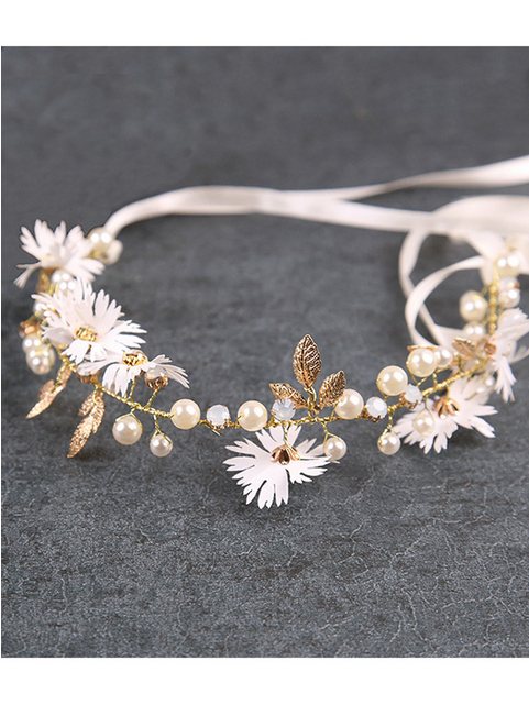 ZWY Diadem Blumenkopfschmuck, Perlenhaarschmuck, Girlande (1-tlg., Hochzeitsdekorationen, Brautjungfern-Haarschmuck), Haarschmuck weiß, eleganter Haarschmuck passend für Damen