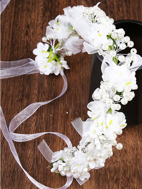 ZWY Diadem Blumenstirnband Hochzeit Haarschmuck Braut Haarschmuck (1-tlg., Perlenstirnbänder, Damenstirnbänder, Haarschmuck für Brautjungfern), Haarschmuck weiß, eleganter Haarschmuck passend für Damen