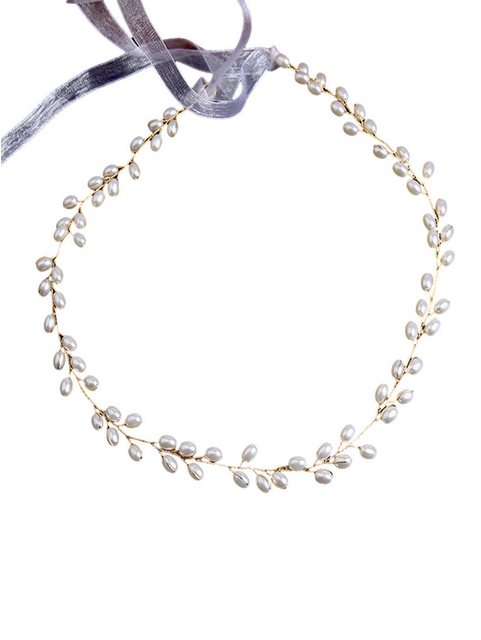 ZWY Diadem Brauthaarschmuck, goldenes Perlenstirnband (1-tlg., Braut-Hochzeitsdekorationen, Brautjungfern-Haarschmuck), Haarschmuck weiß, eleganter Haarschmuck passend für Damen