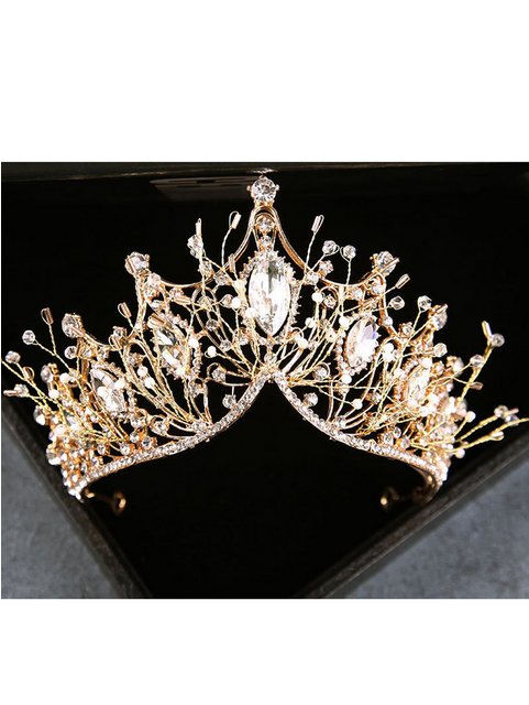 ZWY Diadem Brautkrone, goldenes Stirnband, schwarzer Haarschmuck (1-tlg., Braut-Hochzeitsdekorationen, Brautjungfern-Haarschmuck), Kristallkrone Tiara Hochzeit Haarschmuck Braut Haarschmuck