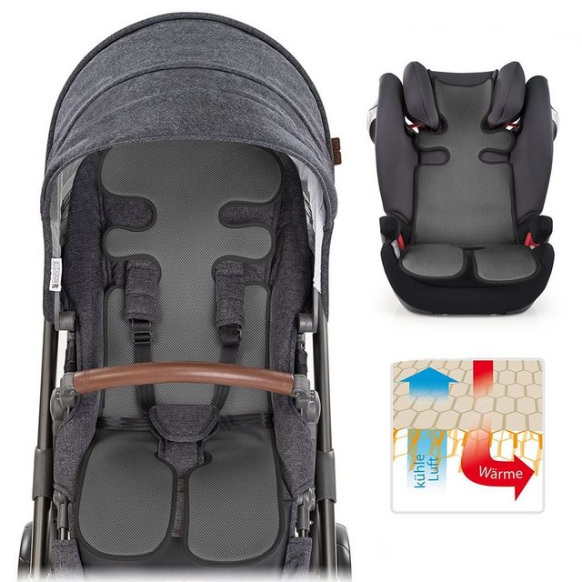 Zamboo Kinderwagen-Sitzauflage Universal - Grau, Sommer Sitzeinlage für Kinderwagen, Buggy, Kindersitz & Babyschale