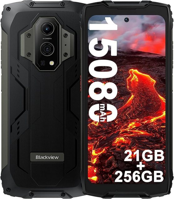 blackview BV9300 Outdoor Smartphone Ohne Vertrag, 15080mAh, schwarz Smartphone (17,02 cm/6,7 Zoll, 21 GB Speicherplatz, 50 MP Kamera, mit Entfernungsmesser)