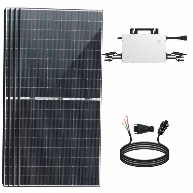 enprovesolar Solaranlage Balkonkraftwerk Komplettset 1760W (4x Bifazial Modul), mit Hoymiles Wechselrichter 1800W und Photovoltaik Solaranlage inkl. 5m Wielandstecker