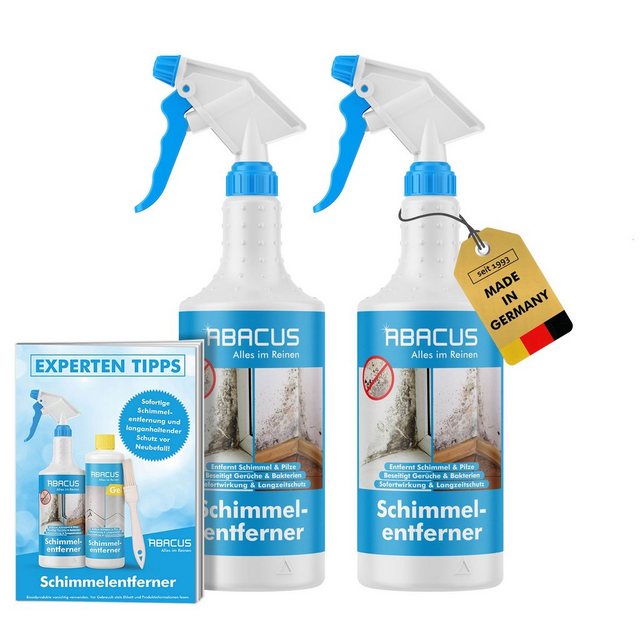 ABACUS Anti-Schimmel-Spray, Schimmelex für Wand und Bad, Anti-Schimmel Schimmelentferner (inkl. Experten Tipps, [2-St. 2x750ml Sofortwirkung mit Langzeiteffekt)