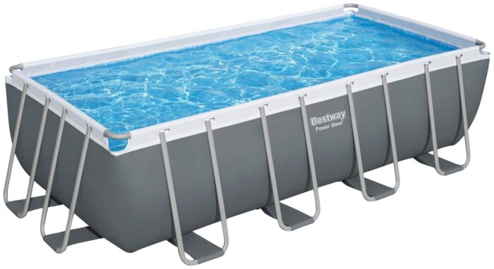 Bestway Framepool "Power Steel™", (Komplett-Set), Frame Pool mit Sandfilteranlage 488x244x122 cm, grau