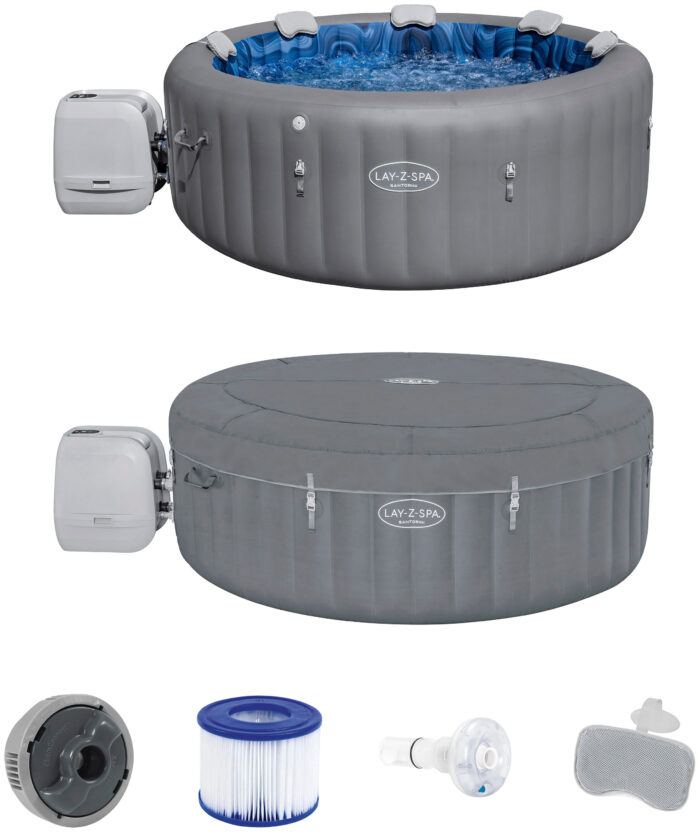 Bestway Whirlpool "LAY-Z-SPA", WLAN-Whirlpool Santorini HydroJet Pro™ Ø 216 x 80 cm, rund