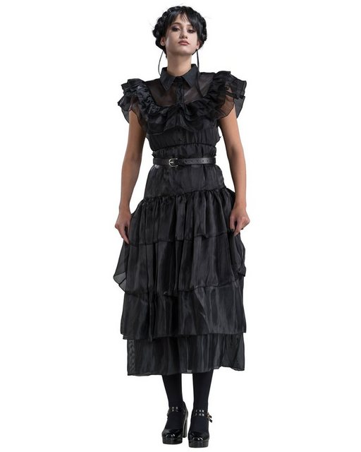 CHAKS Hexen-Kostüm Kostüm 'Wednesday' für Damen, Ballkleid Rabenball