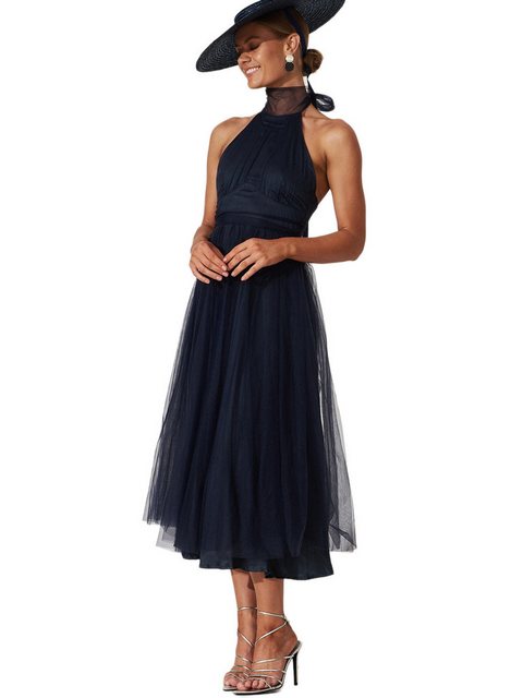 DYMADE Cocktailkleid Damen Elegant A-Linien Neckholder Ballkleid Mit Tüll 38-42 Größe