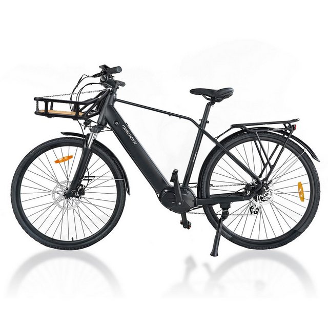 Docrooup E-Bike 28Zoll E-Bike, 700C Citybike 36V/13AH Li-Ionen Akku, SHIMANO 8-Gang, 8 Gang Shimano, Kettenschaltung, Bafang Mittelmotor 250W, 468 Wh akku, (Mountainbike, E-citybike, für 160-195cm, mit Gepäckträger, Scheinwerfer, Rücklicht, Schutzblech, Frontkorb (optional), Elektrofahrrad für Männer und Frauen, Reichweite 100km, bis 150kg