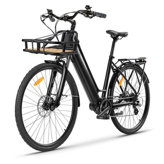 Docrooup E-Bike 28Zoll E-Bike, 700C Citybike 36V/13AH Li-Ionen Akku, SHIMANO 8-Gang, 8 Gang Shimano, Kettenschaltung, Bafang Mittelmotor 250W, 468 Wh akku, (Mountainbike, E-citybike, für 160-195cm, mit Gepäckträger, Scheinwerfer, Rücklicht, Schutzblech, Frontkorb (optional), Elektrofahrrad für Männer und Frauen, Reichweite 100km, bis 150kg