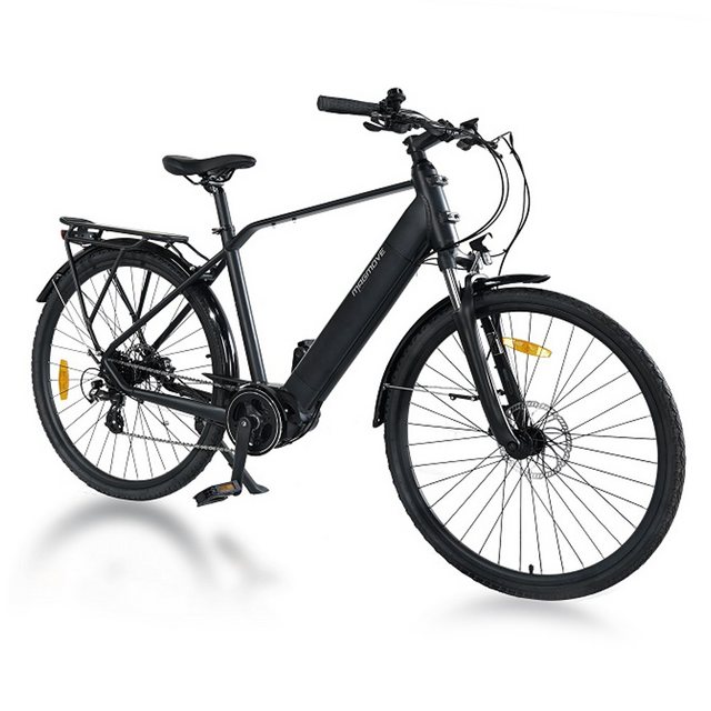 Docrooup E-Bike 28Zoll E-Bike, 700C Citybike 36V/13AH Li-Ionen Akku, SHIMANO 8-Gang, 8 Gang Shimano, Kettenschaltung, Bafang Mittelmotor 250W, 468 Wh akku, (Mountainbike, E-citybike, für 160-195cm, mit Gepäckträger, Scheinwerfer, Rücklicht, Schutzblech, Frontkorb (optional), Elektrofahrrad für Männer und Frauen, Reichweite 100km, bis 150kg