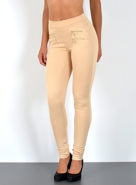 ESRA Stretch-Hose J189 Damen High Waist Skinny Hose mit elastischem Bund, bis Übergröße / Plussize, Sehr enge Damen Treggings Hose mit Gummi-Bund und Stretch Hoch-Bund, bis Große Größen, Damen Stretch-Hose hohe Leibhöhe