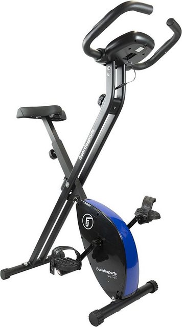 Fjoerdesports Heimtrainer Faltbarer Heimtrainer mit LCD Display Hometrainer Fitnessfahrrad (Maximales Benutzergewicht 110 Kg inkl. verstellbaren Sitz, klappbarer Hometrainer, inklusive Pulsmessung, maximales Benutzergerwicht 110 kg, Fitness Bike, Seniorentrainer, Bewegungstrainer, Trimmrad, höhenverstellbar, stabile Standfüße, bodenschonend, 8 Widerstandsstufen, Handpulssensoren, Riemenantrieb), Hometrainer, Fitnessfahrrad LCD Trainingscomputer