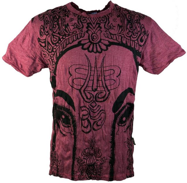 Guru-Shop T-Shirt Sure Herren T-Shirt Ganesh - bordeaux Goa Style, Festival, alternative Bekleidung