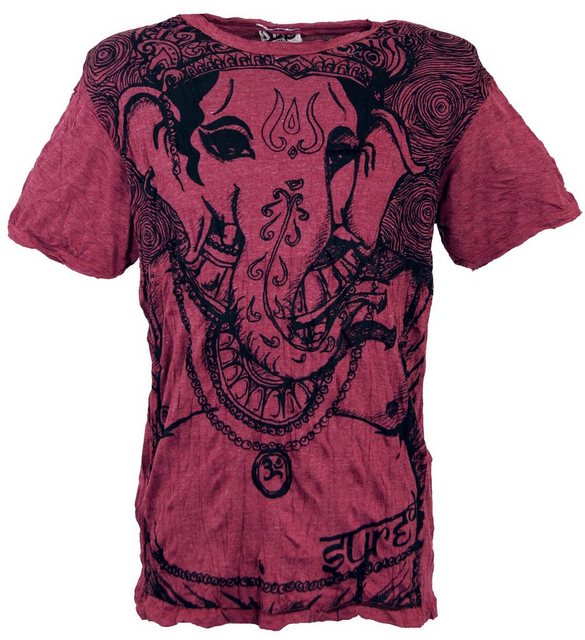 Guru-Shop T-Shirt Sure Herren T-Shirt Ganesh - bordeaux alternative Bekleidung, Goa Style, Festival