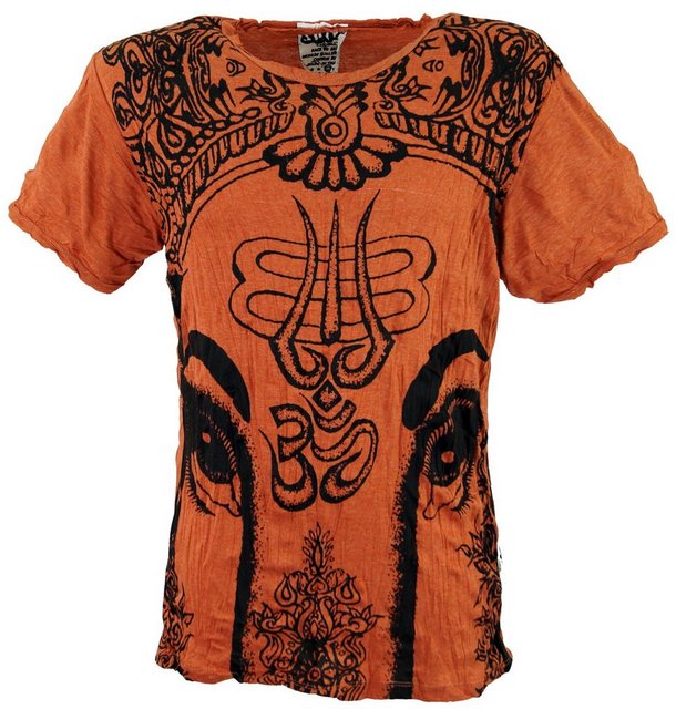 Guru-Shop T-Shirt Sure Herren T-Shirt Ganesh - rostorange Goa Style, Festival, alternative Bekleidung