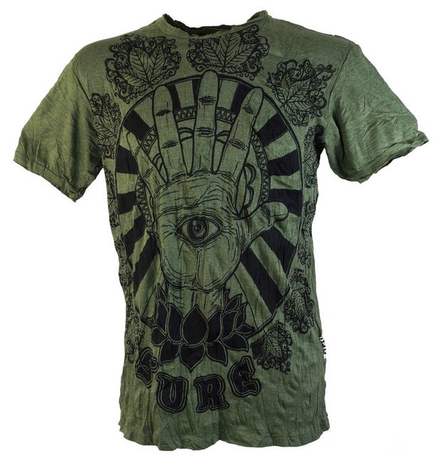 Guru-Shop T-Shirt Sure Herren T-Shirt Magic Eye - olive Goa Style, Festival, alternative Bekleidung