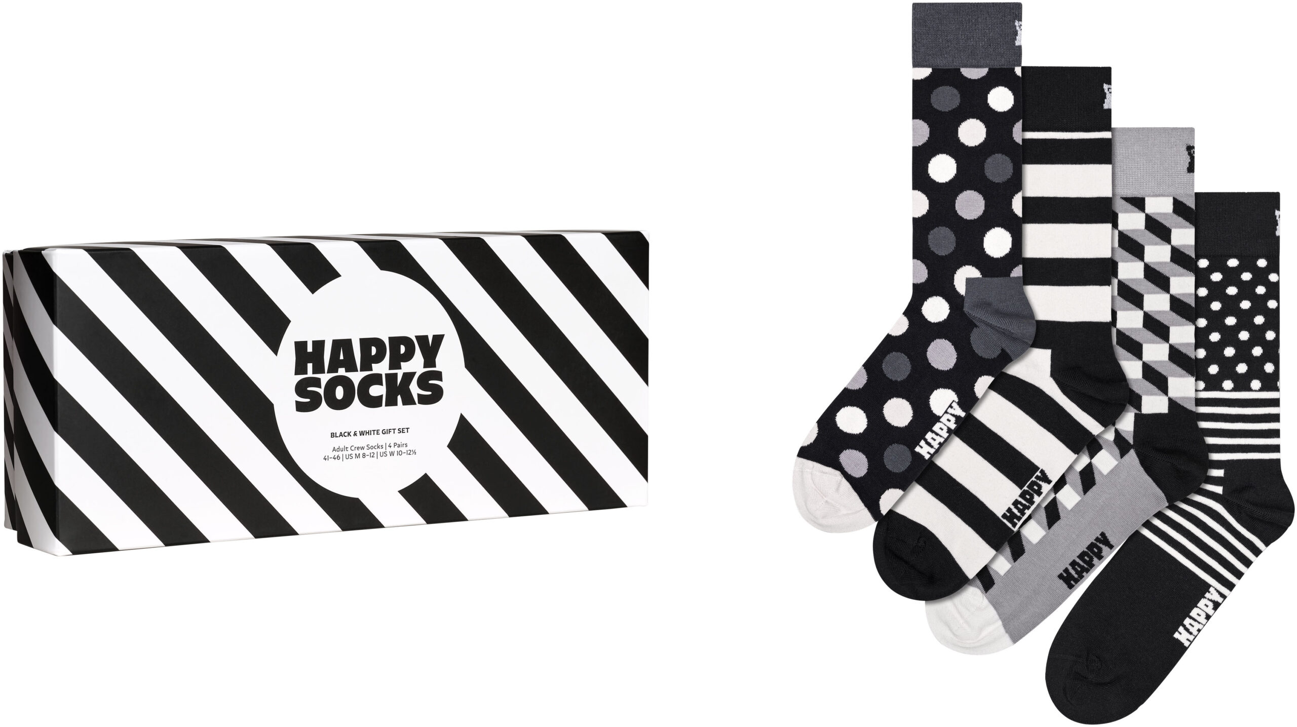 Happy Socks Socken, (Packung, 4 Paar), Classic Black & White Socks Gift Set