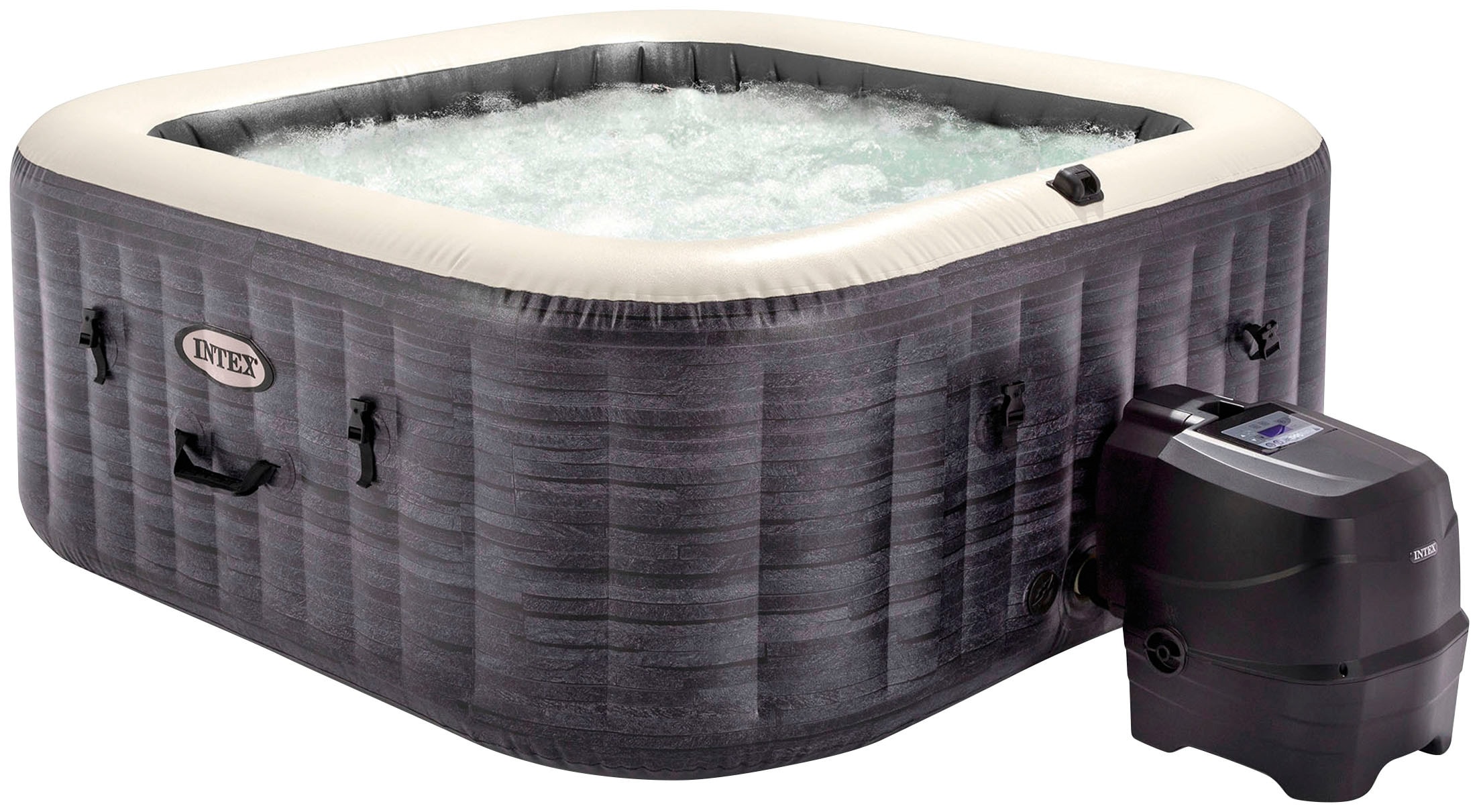 Intex Whirlpool "PureSPA", mit Filterkartusche, Dosierschwimmer, Abdeckplane, Bodenisoliermatte