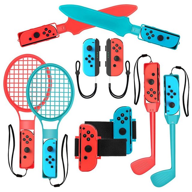 Jioson 10-in-1 Switch Spiele Zubehör Sets für Nintendo Sports Controller Switch-Controller (Geeignet für Erwachsene und Kinder, 10 St)